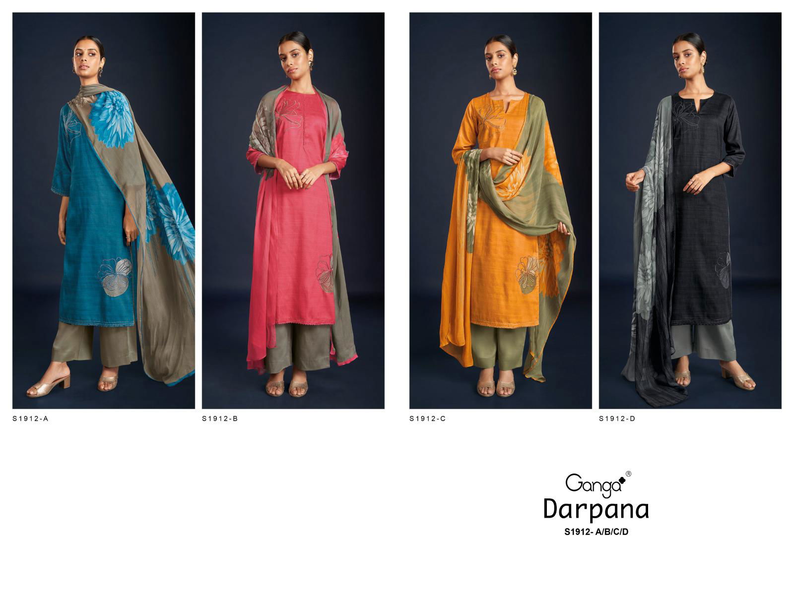 Darpana1912 By Ganga Embroidery Printed Suits Catalog